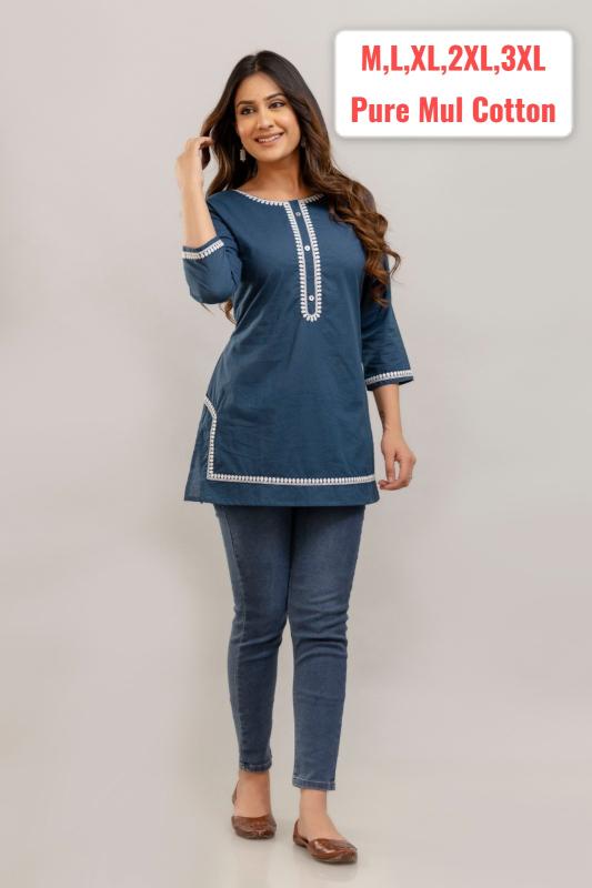 Krunique short top wholesale cotton kurtis catalog 